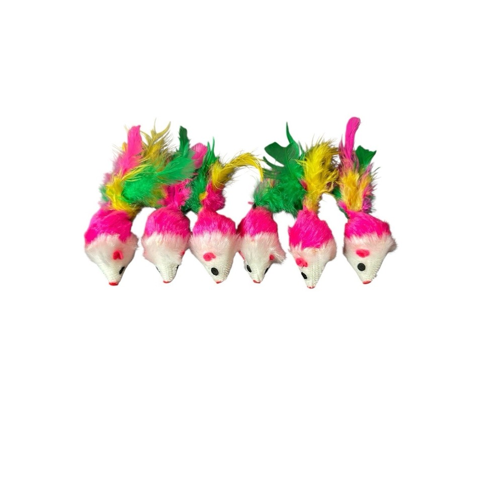 NEW‎ lot of 6 cat toys mouse mice feathers